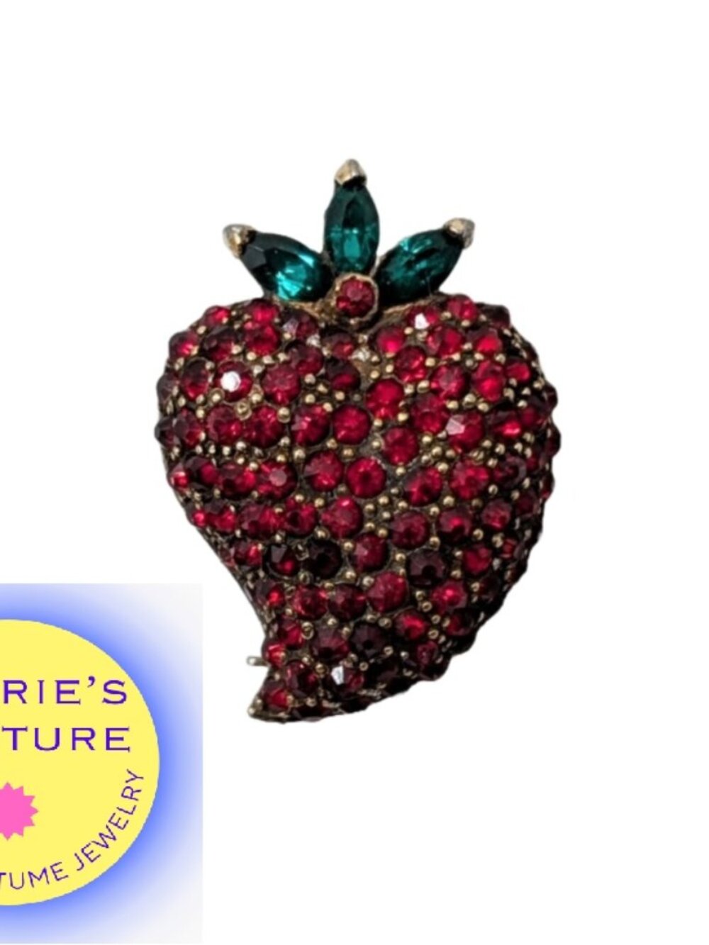 Vintage 1960s Signed Jomaz Rhinestone Strawberry Brooch